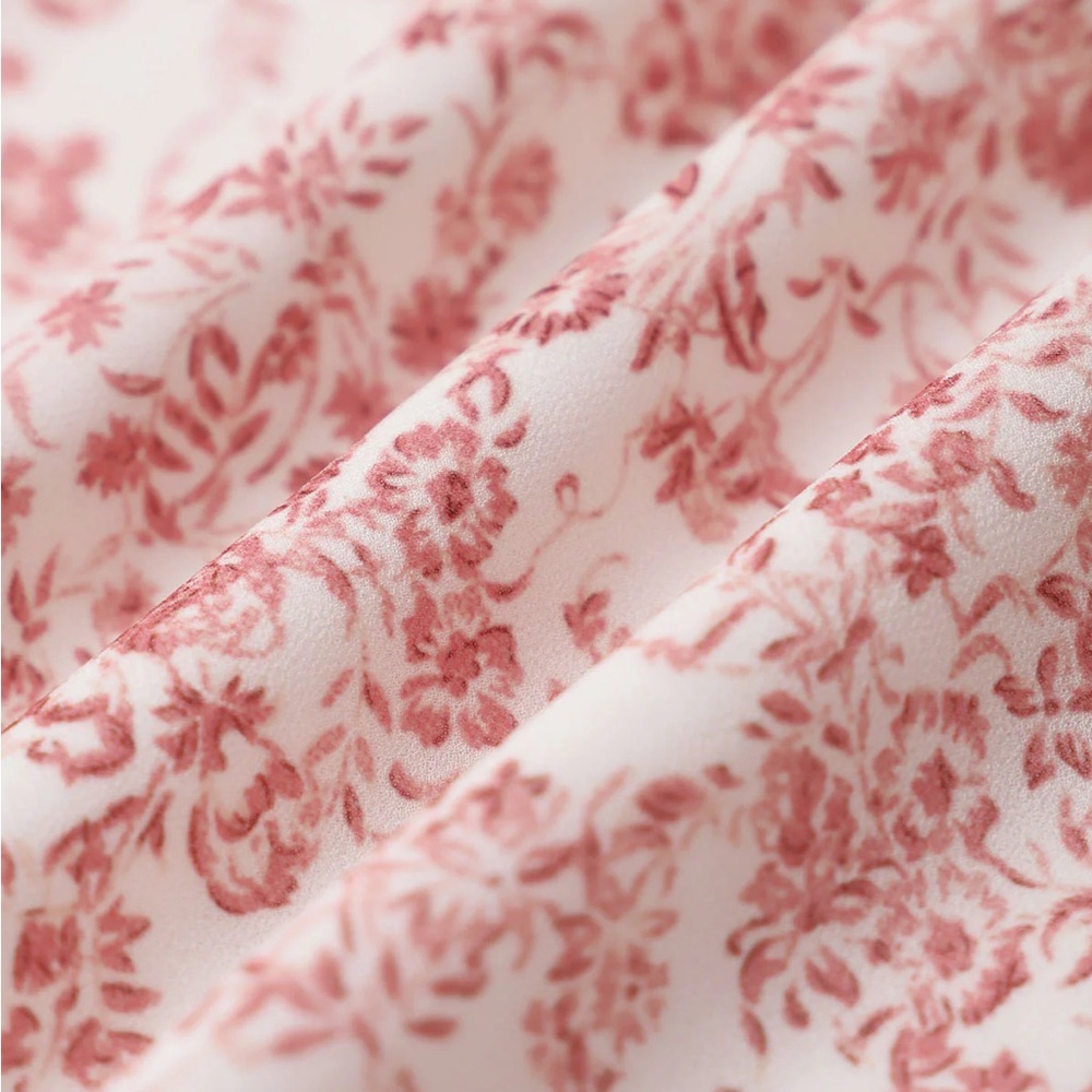 Rihoas Pink Floral Elastic Waist Flared Skirt - Picture 7 of 8